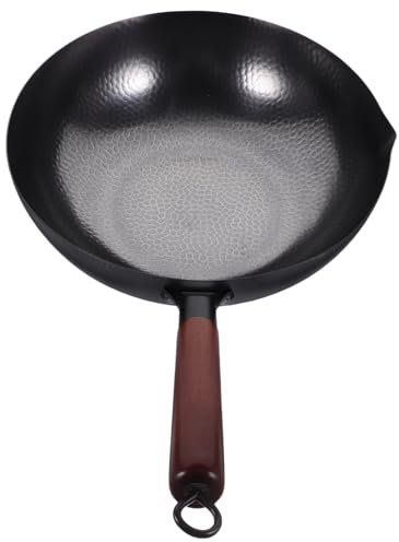 Padella antiaderente forgiata a mano – Padella wok per frittura e pancake con coperchio, pentole versatili per stufe, ideale per casseruole e fritture, pentole e padelle resistenti per una facile