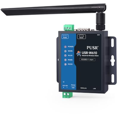 PUSR Serial RS485 RS232 Convertisseur WiFi industriel Client sans fil Modbus Gateway MQTT Protocole (1 WAN/LAN + 1 LAN) USR-W610 (version Qualcomm)