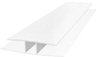 H-Profil Polycarbonat 1500mm Opalweiß 8mm – Stegplatten Verbinder für Doppelstegplatten | Hohlkammerplatten Verbindungsprofil für Gewächshaus & Überdachungen