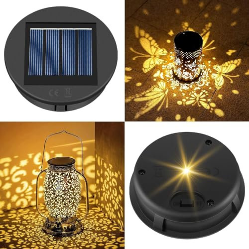 Bacxzomx 8cm Lampe Solaire de Rechange, Panneau Solaire Lanterne Couvercle de Rechange avec Ampoule LED, Remplacement de Lumières Solaires Top pour Lanterne de Jardin Suspendue Extérieure (2)