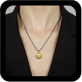 Cimenexe Bohemio Almeja Vieira Gargantilla Collar De Oro Vieira Colgante De Concha Collares Cadena Cera Negro Minimalista Cuero Collar Concha Almeja Joyería Para Las Mujeres
