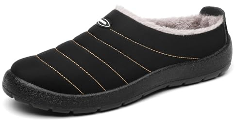 Mishansha Zapatillas de Estar por Casa Invierno Hombre Mujer Cálido Forro Pantuflas, Negro 39