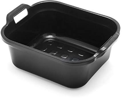 Aurora -10L Rectangular Washing Up Bowl with Handles – Durable, Scratch-Resistant Plastic Sink Basin – Easy to Clean – Ideal for Kitchen, Dishwashing & Utility Use – White (Black)
