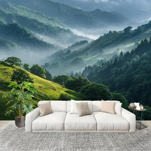 Vista Matutina de La MontañA Fotomurales Pared Papel Pintado 400x280 cm Paisaje Natural Tejido No Tejido Fotomurales Dormitorio Para la sala Decoración de pared tipo póster Fondo De Pantalla