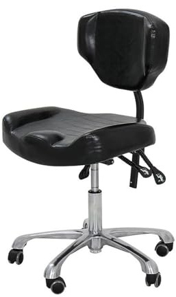 Sgabello da sella ergonomico con supporto posteriore, girevole a 360° e regolazione idraulica dell'altezza, ideale per cliniche di bellezza, uso domestico e ufficio