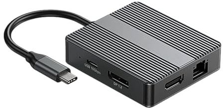 GKYQVE Aluminum USB C Docking Station 4K 60Hz HDTV 2xUSB3.2+Gigabit Ethernet Fast Charging For Laptop Tablet PC Aluminum Docking Station