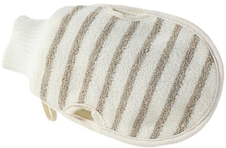 Zerodeko Double-sided Skin Scrubbing Glove Bath Mitt Exfoliating Body Scrubber with Flax Material for Back Cleansing Shower and Massage Use