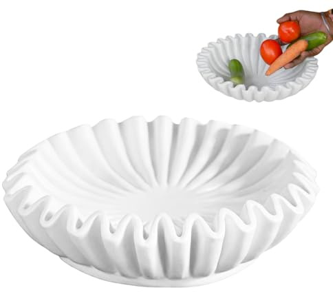 Decoración de cuencos con volantes – Frutero decorativo antiguo con aspecto rústico, diseño detallado, cuenco vintage para frutas, aperitivos, decoración de mesa, salón, cocina, regalo elegante