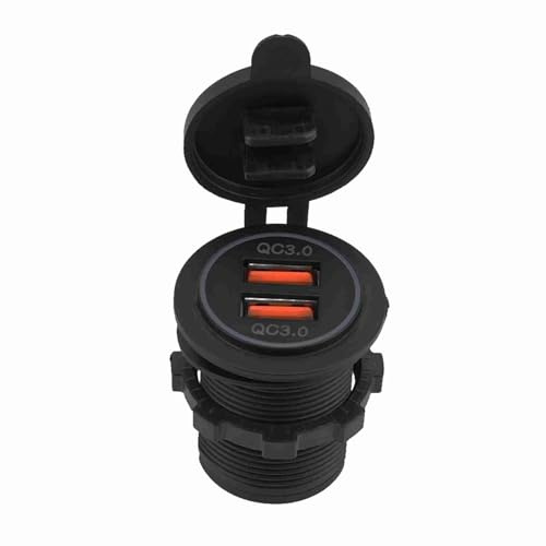 Xiuganpo Dual QC3.0 Quick Charge USB Socket for Car Motorcycle Boat, Black Car for Mobile Phones Tablets MP3 GPS Camera