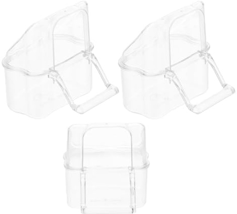 VERDANVERSE Ciotole per Cibo Uccelli Accessorio Creativo per Decorazione Bar Set 3 Pezzi in Acrilico Base Piana e Design Anti-schizzi per Gabbie Parrocchetti
