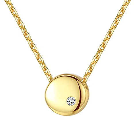 Piccola Collana con Pendente a Forma di Fagioli tondi in zircone per Donna, Catena placcata 18k, Regalo di Gioielli in Argento 925