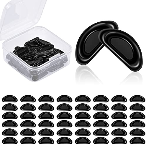 Rutschfeste Brille Nasenpads, 25 Paare Selbstklebend Silikon Nasenpads, Anti Rutsch Nasen Pad für Brillen und Sonnenbrillen, Schwarz