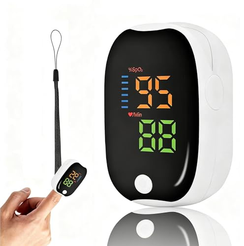 Finger Pulse Oximeter,1 PC Blood Oxygen Monitor Finger with LED Display for Adults Kids, Finger Clip Pulse Heart Rate and Blood Oxygen Monitor Level Reading SpO2 Display for Home and Daily Ues (White)