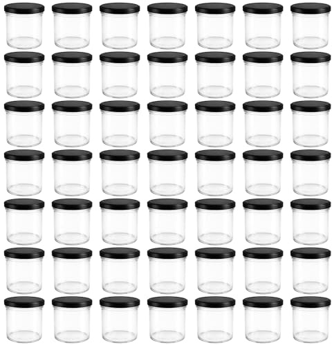 Vitrea 50x Marmeladengläser 167 ml - mit Deckel Schwarz TO 66 - Einmachgläser zum befüllen mit Schraubdeckel - Sturzgläser für Marmelade Schraubgläser - leere Gläser - 50 Stück