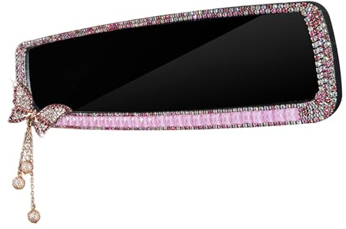 Glittery Rhinestone Rear View Mirror Cover with Cute Butterfly, Stylish Decorative Car Interior Accessories, for Women & Friends, Style 1