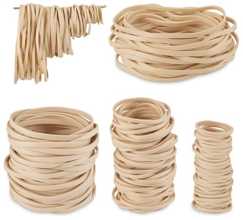 270 Pcs Elastic Rubber Bands, 4 Sizes, Beige, Strong Thick | High Elasticity, Durable Rubber, 40/55/85/120 mm Assorted Sizes, for Home, School, Office and Money Bundling