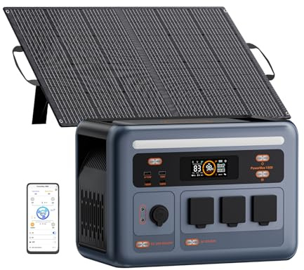Estacion de Energia Portatil Generador Electrico con 100W Panel Solar | Salida CA 1800 W (Pico 3600 W), Batería LiFePO4 1024Wh, Carga Rápida, USB-C 100W, SAI, Ideal para Camper, Viajes y Hogar
