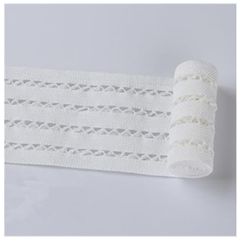 Egurs Banda elástica ondulada de 7 cm – Elásticos de malla transpirable para vestidos, faldas y trajes de baño – Goma plana para pantalones como banda de goma, elástica y estable, color blanco