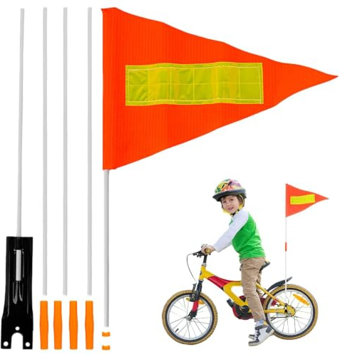 Galenecx 13 Pièces Drapeaux de sécurité pour vélo, 150 cm Réglable Drapeau De Vélo pour Enfant, Fanion de Sécurité Réfléchissant pour Vélos, drapeau de bicycle haute visibilité, pour Remorque et bicyc