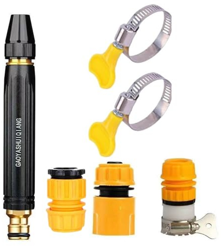 Boquilla de agua para casa o taller, cabezales de pulverización para una limpieza eficiente, riego en el jardín con conector de alta presión para uso flexible como pistola de lavado de coches (negro