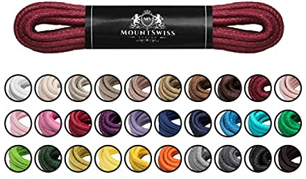 Mount Swiss Luxury Schuhbänder I Wasserabweisende und reißfeste Schnürsenkel rund ø 2-3 mm aus feiner Baumwolle/gewachst Farbe: Cherry, Länge: 100 cm
