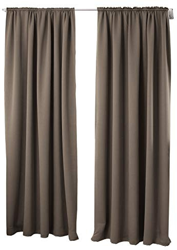 WOLTU Verdunklungsvorhänge mit Kräuselband Blickdicht 135x245cm Taupe | 2er Set, 250g/m² schwere Gardinen mit Sichtschutz, Thermovorhang für Wohnzimmer und Schlafzimmer, Länge 245 cm