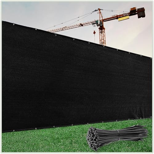 ColourTree 6' x 50' Black Fence Screen Privacy Screen - Commercial Grade 170 GSM - Heavy Duty - 3 Years Warranty - Cable Zip Ties Included
