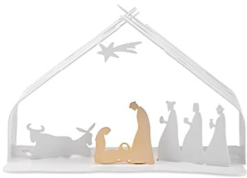 Alessi BM09 W Bark Crib Krippe,Stahl, epoxidharzlackiert, weiß und goldenem Stahl