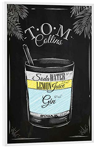 artboxONE Poster mit weißem Rahmen 90x60 cm Essen & Trinken Tom Collins - Bild Cocktail Gin Kreide