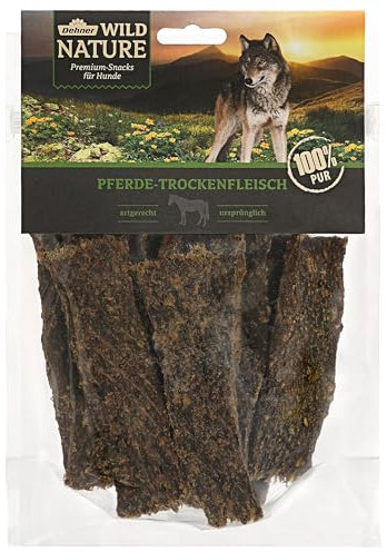 Dehner Wild Nature Hundesnack, Premium Hundeleckerli glutenfrei / getreidefrei, Kausnack für Hunde, Pferde-Trockenfleisch, 200 g