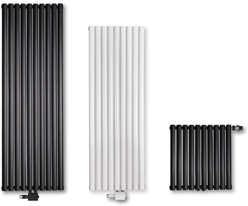 VILSTEIN Design Heizkörper Flach, Flachheizkörper, Paneelheizkörper, Wandheizkörper, Mittelanschluss & Seitenanschluss, Schwarz, Einlagig, 950W, Vertikal, 160x54 cm