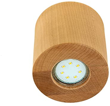 Aufbaustrahler Holz in Natur Schlafzimmer Wohnzimmer H:10 cm GU10 akzentuiertes Licht gemütlich natürliche Deckenleuchte Flur OBRIS