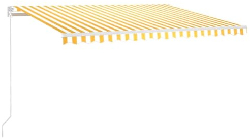 vidaXL Gelenkarmmarkise Einziehbar mit LED Markise Sonnenmarkise Balkonmarkise Sonnenschutz Sichtschutz Fenster Terrasse Garten 400x300cm Gelb Weiß