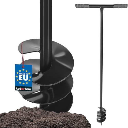 KOTARBAU® Ahoyadora Manual 110 mm, Taladro de Tierra Manual, Perforadora de Suelo con Mango en T Antideslizante, Barrena de jardín, Perforador de Mano, Broca Espiral de Tierra, Plantador Cavahoyos