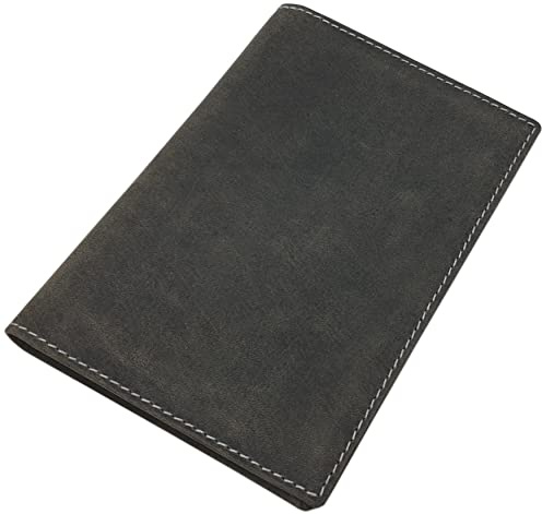 Büffel-Vollleder Ausweismappe mit 2 Fächer (Ohne Motiv/Vintage-Grau) | Jagdschein, Waffenschein, Ausweistasche, Ausweishülle