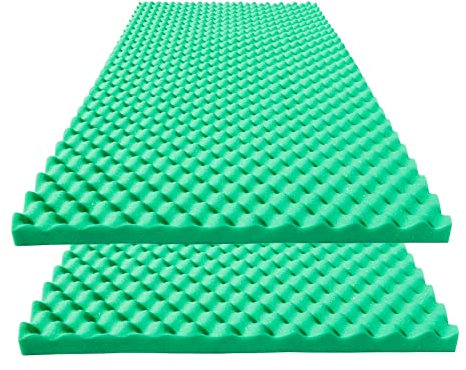 KTOESHEO 2 Pcs Acoustic Foam Egg Crate Panel,48''X24''X2'' Studio Foam Wall Panel,High Density Noise Fireproof Cancelling Soundproof Foam (Green)