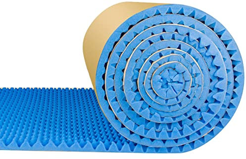 HARICSET Blau Schaumstoffplatte Akustikschaumstoff Fliesen Keil Wedge Dämmung Wanddeko Noppenschaumstoff Breitbandabsorber Decke Foam Feuerhemmend(Size:7cm Thick/1 * 10m)
