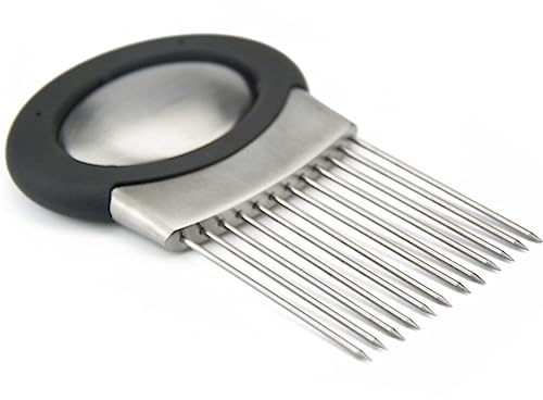 STOBAZA Ion Holder Slicer Fork Chopper Potato Slicer French for Green Onion Holder for Slicing Vegetable Chopper Dicer Odor- Dishwasher Safe
