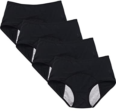 Kiench Teenager Mädchen Perioden Unterwäsche Menstruation Slip 4er-Pack | Auslaufschutz Periodenunterschwäsche Leichte und Mittele Blutung Mädchen Hohe Taille Period Unterhose Kinder Teens 8-16 Jahre
