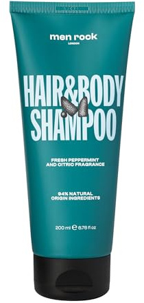 Men Rock Hair and Body Shampoo - 2-in-1 Hydrating Mens Body Wash - Volumizing and Moisturizing Shampoo for Men - Skincare Products - 6.76 oz