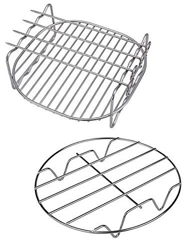 Oikabio Rack 8 Inch Square Double with 4 Skewers Stainless Steel Rack Multipurpose Metal Bracket Fit