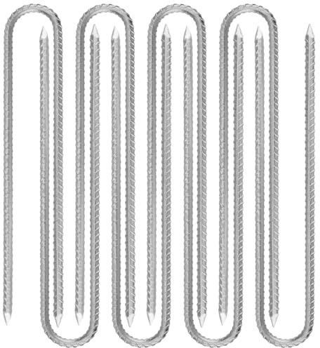 ZOENHOU 8 Stück U-förmige Bodenanker 12 Zoll/30cm, Stabile Heringe Erdnägel mit Meißelspitze, Verzinkt, Zeltheringe Sturmsicher für Trampolin, Camping, Schaukel
