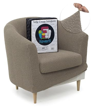 FAVERTI Club-Sesselbezug mit Sitzbezug, sehr elastisch, kompatibel mit den Sesseln von IKEA TULLSTA und Bakla, Modell Novelle, Leinen, hochwertiger Jacquard-Stoff mit Baumwollgefühl!