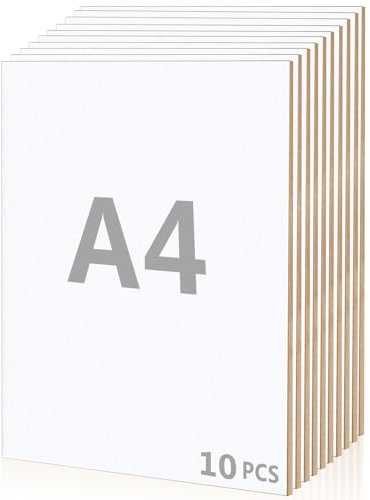 10 Stück A4 MDF Platten, 300 x 210 x 3 mm Dünne Holzplatten zum Basteln, A4 Sperrholzplatte, Holzplatte für Lasergravur, Lackierung und Dekoration (Weiß)