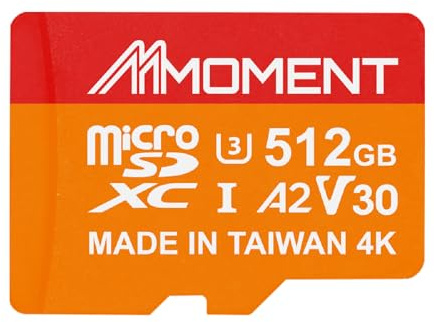 MMOMENT Tarjeta Micro SD de 512 GB, MM23 microSDXC, A2 U3 V30, 160 MB/s, UHS-I | Para video 4K, cámaras de acción y drones, hasta 160 MB/s de lectura y 120 MB/s de escritura, adaptador SD incluido