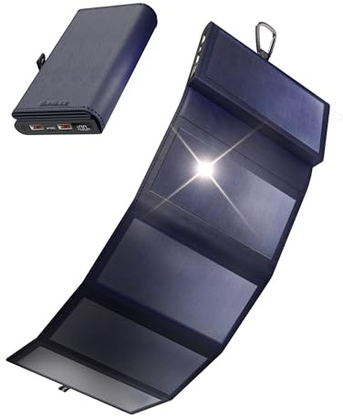 Mini Batterie Externe Solaire Portable 10000 mAh 8W Sunslice Electron, Plus Petit Chargeur Solaire, Panneau Solaire Portable pour Smartphone, pour Randonnée, Compatible avec Toutes Les Marques, Bleu