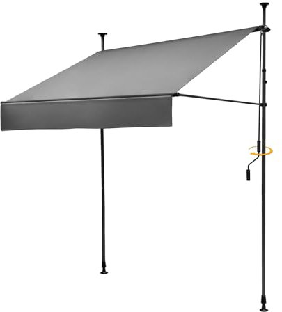 BelleMax Klemmmarkise Markise Balkon ohne Bohren, 300 x 125cm Grau, Balkonmarkise mit Handkurbel, Sonnenschutz terrassenüerdachung, Wasserdicht, UV-bestädig und Höenverstellbar