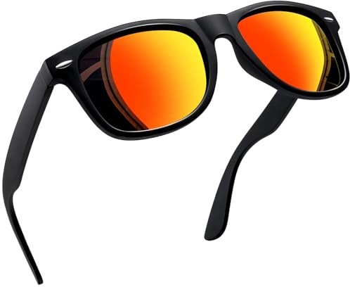 Joopin Klassische Sonnenbrille Herren Polarisiert Retro Rechteckig UV400 | Vintage-Look, Zeitlose Fassung, Unpolarisiert(Gelb), Metallnieten, Unisex, Superleicht, Fahren, Reisen, Einkaufen, Wandern