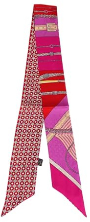 JERLA Schal aus 100% Maulbeerseide, Haarband, Handtaschengriff, Krawatte, Schal, Halstuch, Schal für Damen, Kette Kreis Rosa Rot, 33.5×1.97