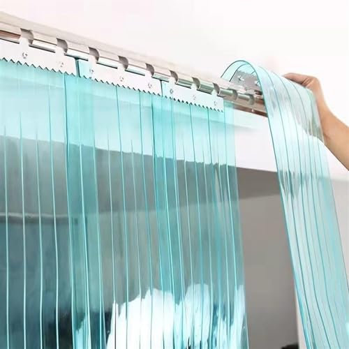 Streifenvorhang Pvc Balkon Türvorhang Terrassentür Curtain Dicke 1,8mm Länge 200cm - 300cm Wasserdicht Transparent Lamellenvorhang Kunststoffvorhang Stallvorhang(Size:2pcs 15x215cm)